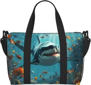 Carry On Duffle Bags Overnight Weekender Bags for Women, Realistic Ocean Shark Personal Item Travel Bag, Travel Essentials Sport Gym Bag for Men Women