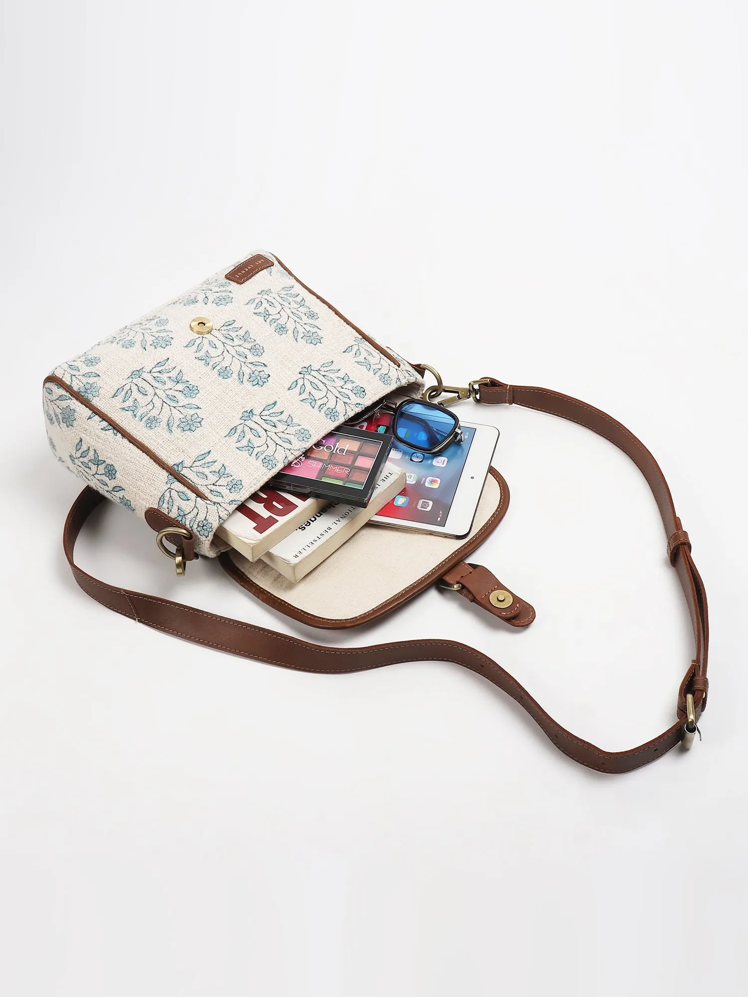 CARTER - COTTON PRINTED & LEATHER SLING BAG