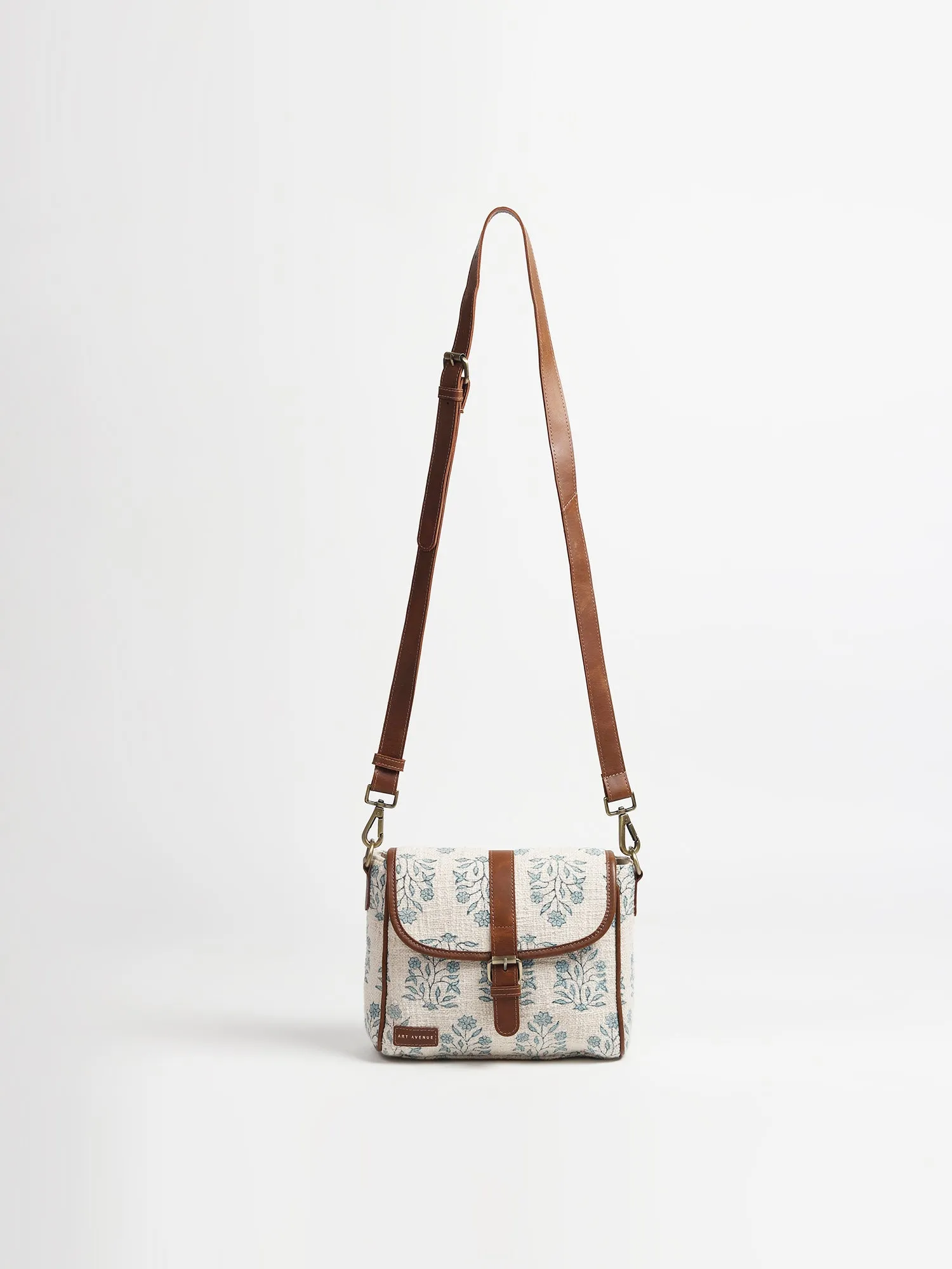 CARTER - COTTON PRINTED & LEATHER SLING BAG