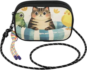Cartoon Cat Chick Frog Crossbody Bags for Women Cell Phone Purses Women's Shoulder Handbag Wallet Purse with Rope Pendant
