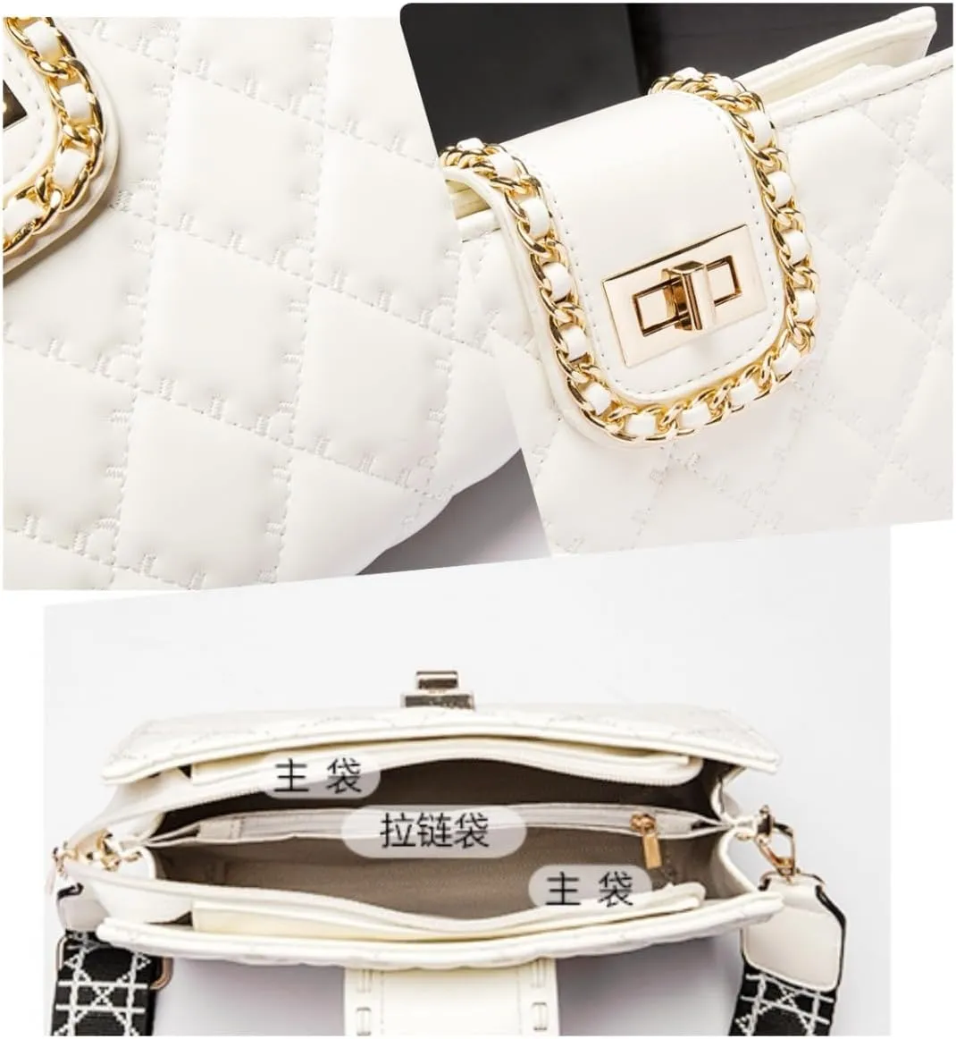 Chain Crossbody Bags Purses for Women Trendy,Lingge bag lock buckle shoulder crossbody bag BagsSatchel Handbags,Shoulder Bag