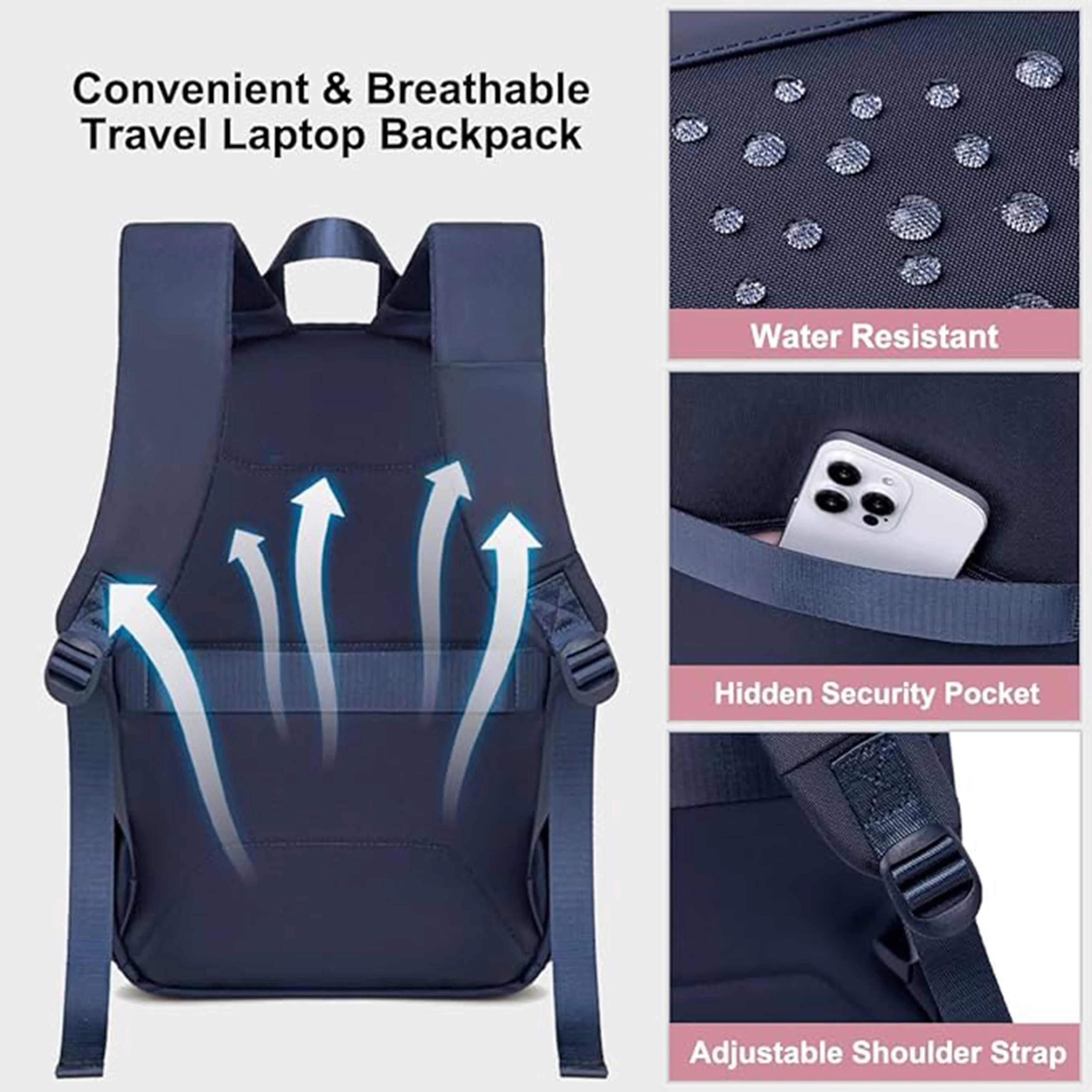 Chantria Durable Premium Laptop Backpack Water-Resistant Multifunctional Anti-Theft Daypack for Casual/Travel/School/College, CB00648