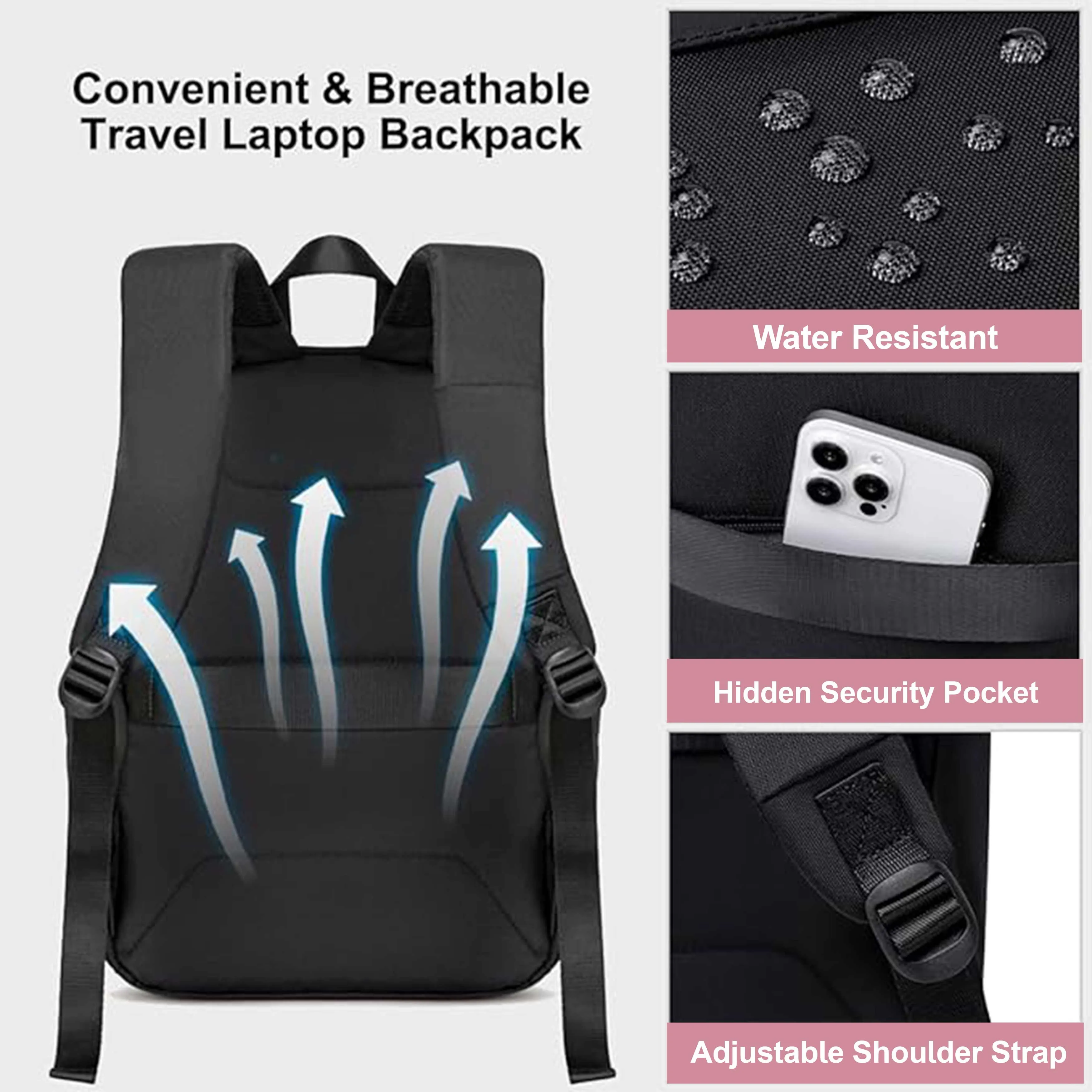 Chantria Durable Premium Laptop Backpack Water-Resistant Multifunctional Anti-Theft Daypack for Casual/Travel/School/College, CB00648