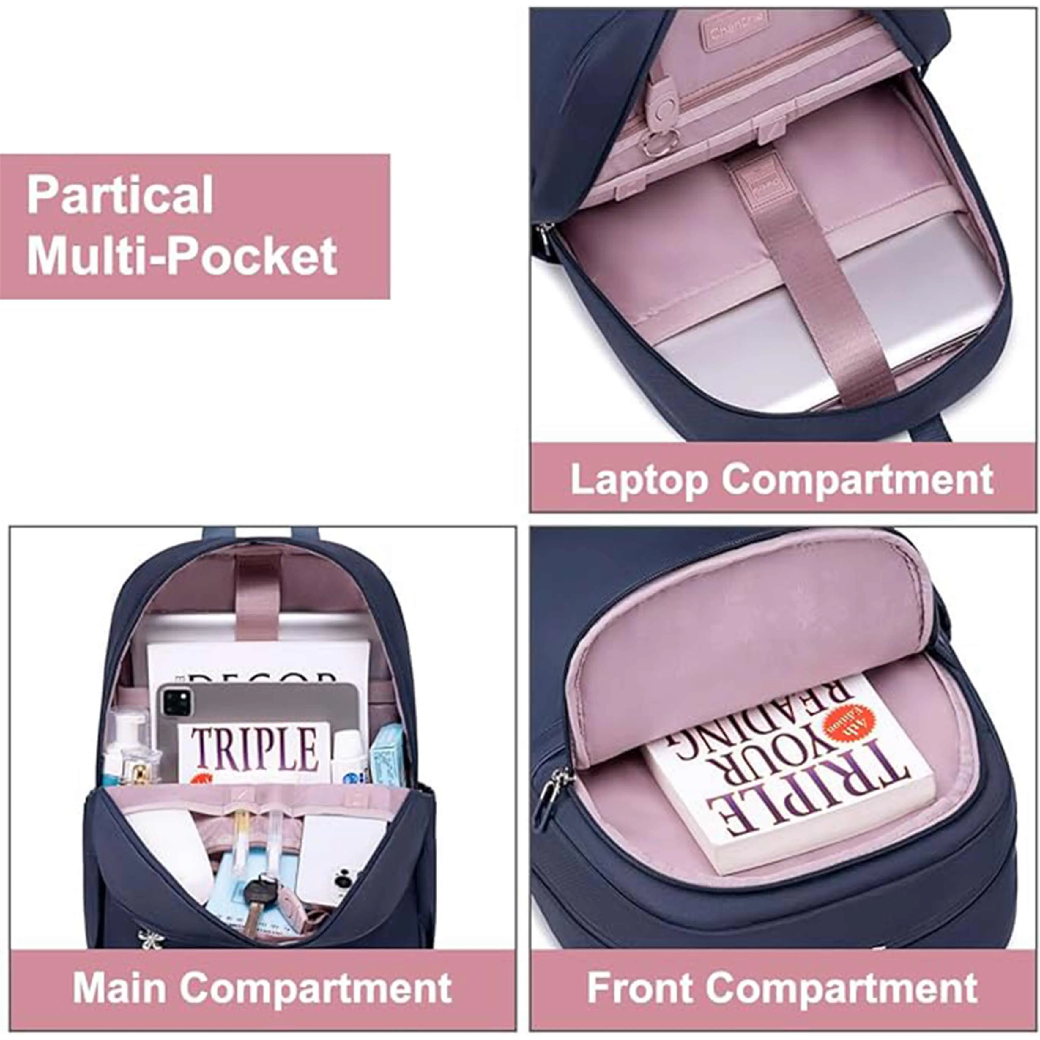 Chantria Durable Premium Laptop Backpack Water-Resistant Multifunctional Anti-Theft Daypack for Casual/Travel/School/College, CB00648