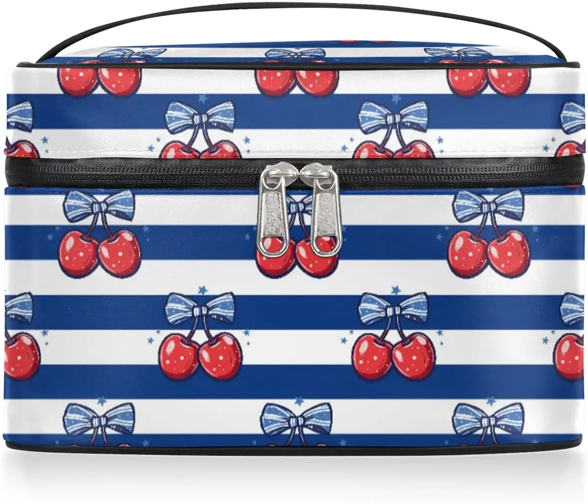 Cheeryberry Strips Makeup Bag Portable Makeup Organizer Bag Travel Cosmetic Bag Waterproof Toiletry Bags for Women's Business Travel Camping