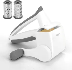 Cheese Grater Hand Crank, UHIYEE Patented Rotary Parmesan Cheese Grater Cheese Shredder Handheld with Fine & Coarse Drums, Restaurant Cheese Grater Grinder with Handle for Hard Cheese Chocolate Nuts