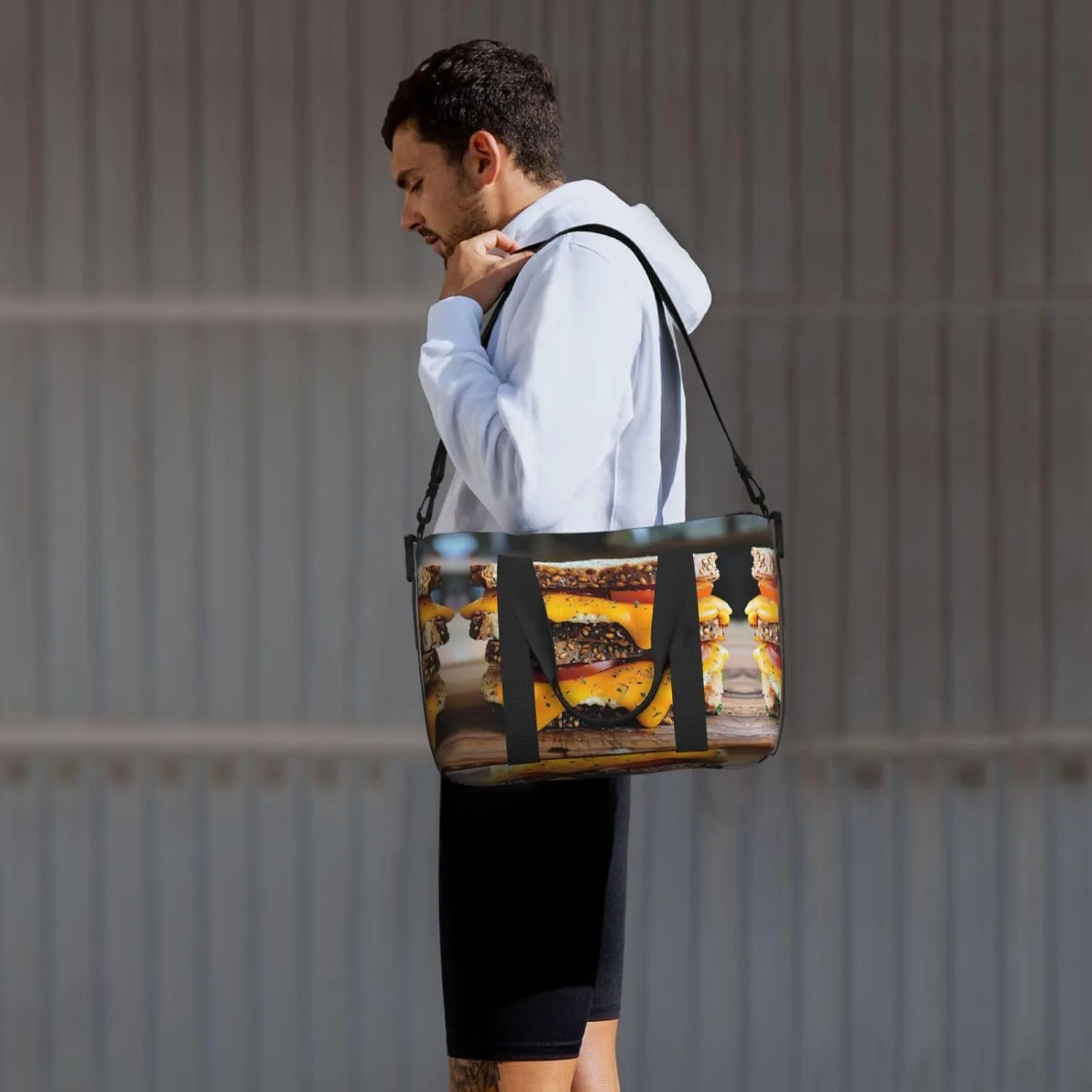 Cheese Sandwiches Small Duffel Bag Foldable Travel Bag Weekender Bag Overnight Gym Hospital Bags For Women&Men