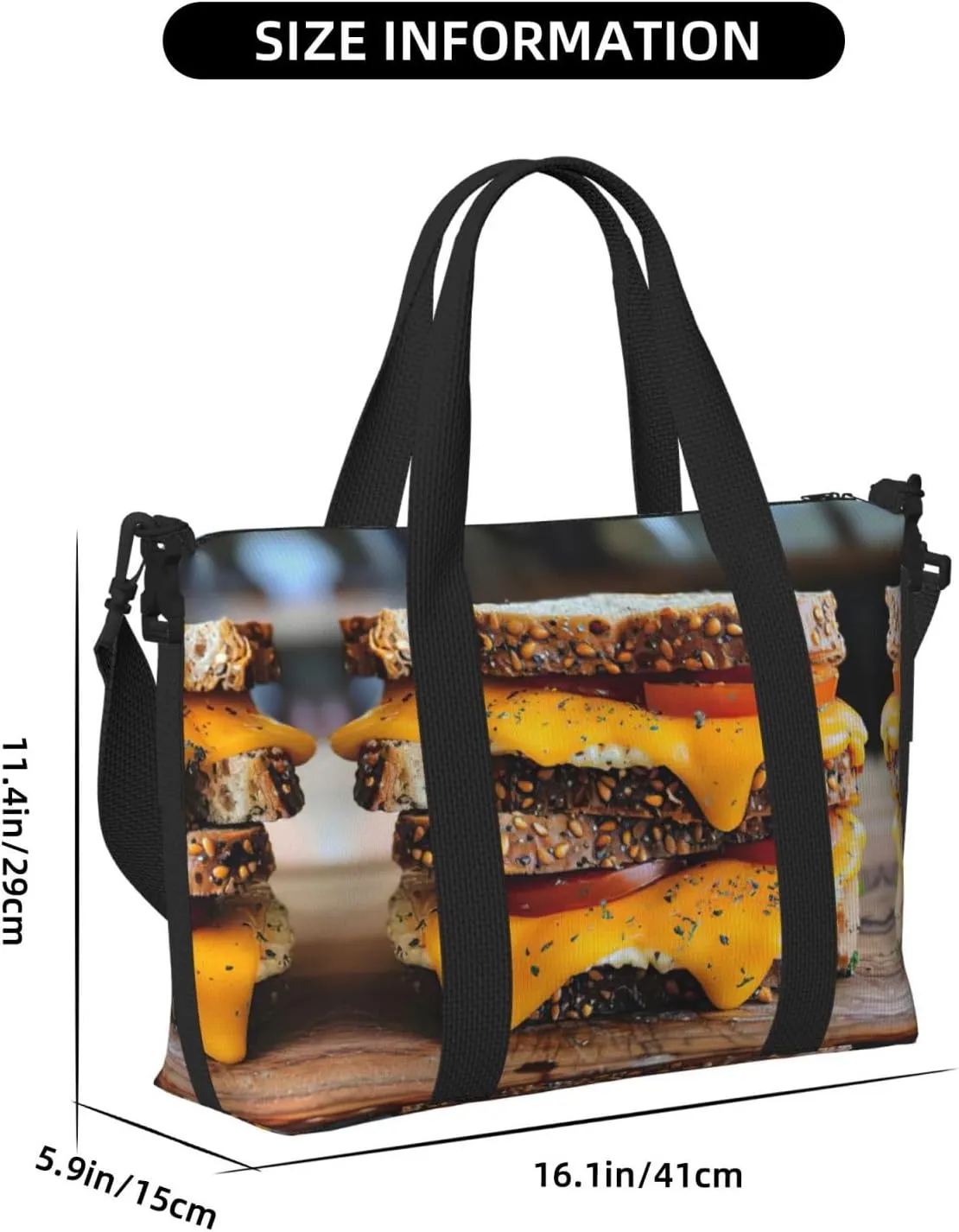 Cheese Sandwiches Small Duffel Bag Foldable Travel Bag Weekender Bag Overnight Gym Hospital Bags For Women&Men