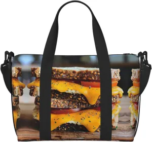 Cheese Sandwiches Small Duffel Bag Foldable Travel Bag Weekender Bag Overnight Gym Hospital Bags For Women&Men