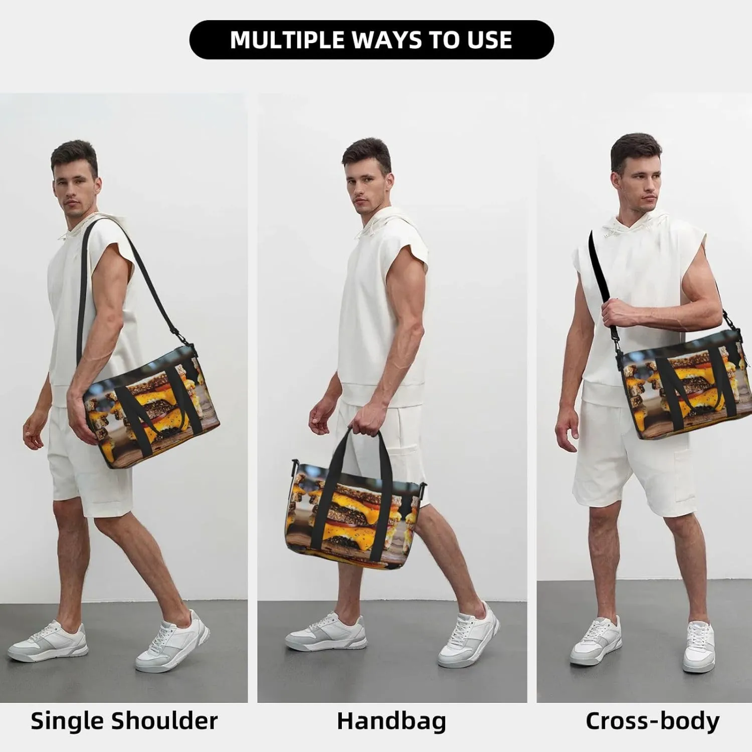 Cheese Sandwiches Small Duffel Bag Foldable Travel Bag Weekender Bag Overnight Gym Hospital Bags For Women&Men