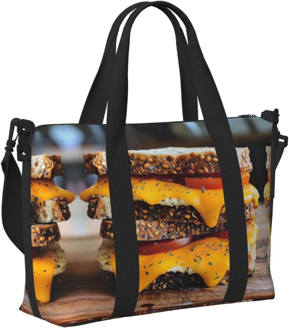 Cheese Sandwiches Small Duffel Bag Foldable Travel Bag Weekender Bag Overnight Gym Hospital Bags For Women&Men