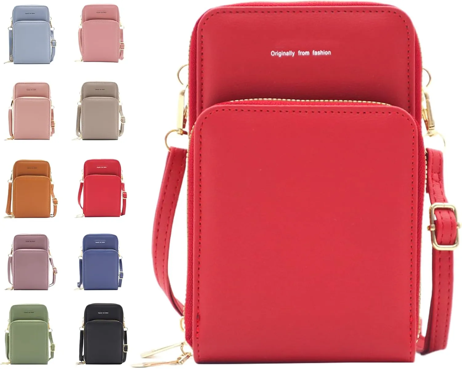 Cherishon Leather Small Crossbody Bag, Mini Messenger Shoulder Handbag, with Adjustable Shoulder Straps