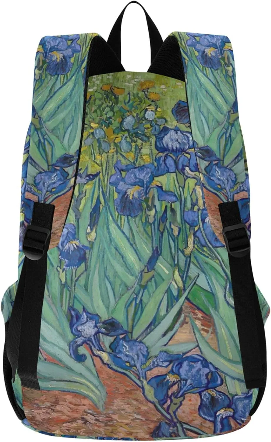 CHIFIGNO Blue Pink Casual Womens Daypack Cute Backpack Impressionist Blue Irises Field Medium Backpack for Girls Bookbag