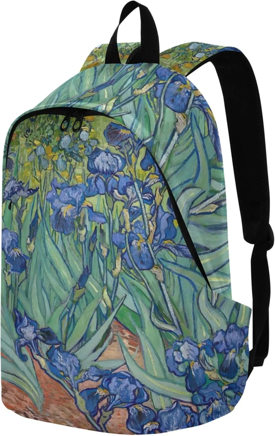 CHIFIGNO Blue Pink Casual Womens Daypack Cute Backpack Impressionist Blue Irises Field Medium Backpack for Girls Bookbag