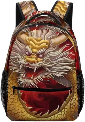 Chines Tradition Dragon Travel Backpack Lightweight Shoulders Bag Casual Daypack with Pockets for Men Women
