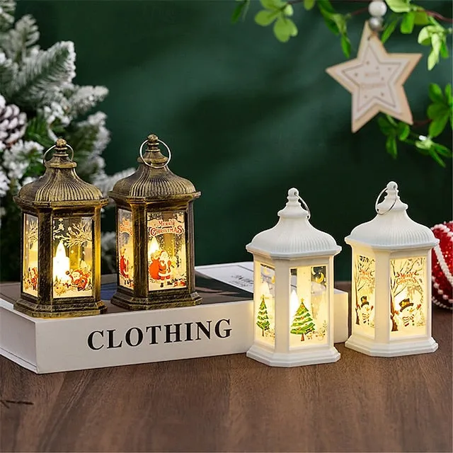 Christmas Decorative LED Candles, Wind Lights, Hanging Lights and Handheld Retro Night Lights for Window Decorations, Button Battery Powered 1PC