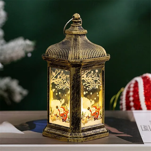 Christmas Decorative LED Candles, Wind Lights, Hanging Lights and Handheld Retro Night Lights for Window Decorations, Button Battery Powered 1PC