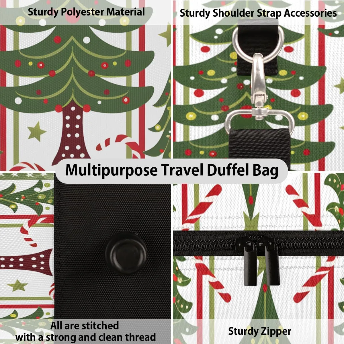 Christmas Holidays Travel Duffle Bag for Women Men Gym Duffel Foldable Bag Waterproof Weekender Pine Tree Duffle Tote