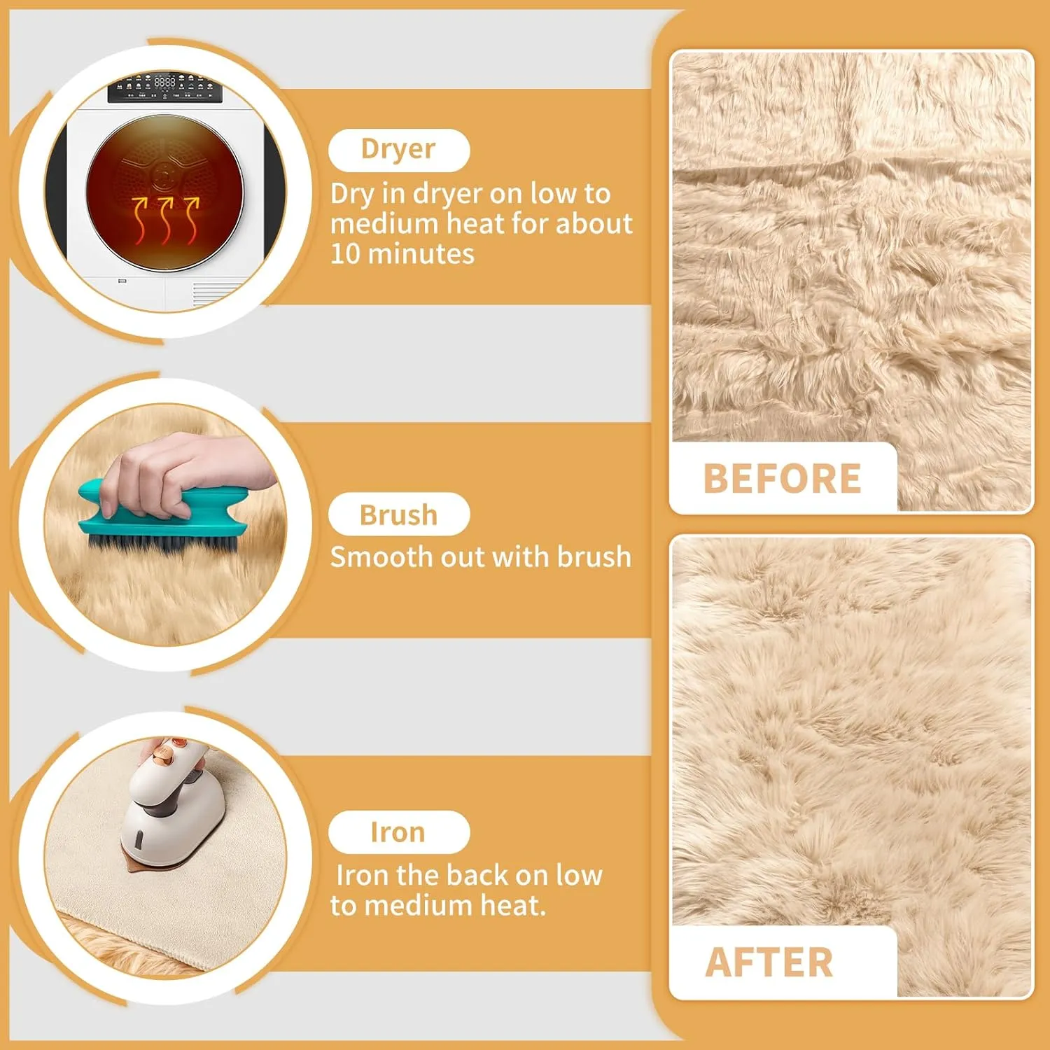 Ciicool Faux Sheepskin Rugs Soft Faux Fur Rug Beige Fluffy Rug Chair Couch Cover Fuzzy Carpet for Bedroom Floor Sofa Living Room 2x3 Feet