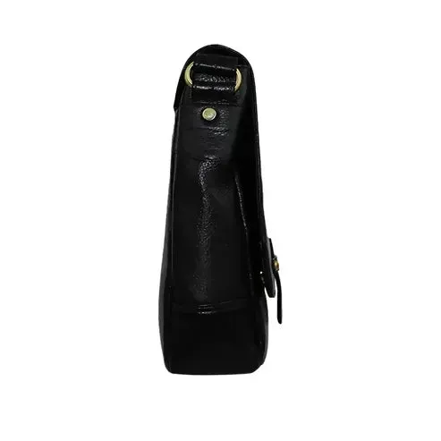 Classic PU Leather Messenger Bag – Vintage Sling Bag for Everyday Use (Midnight Black)