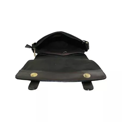 Classic PU Leather Messenger Bag – Vintage Sling Bag for Everyday Use (Midnight Black)