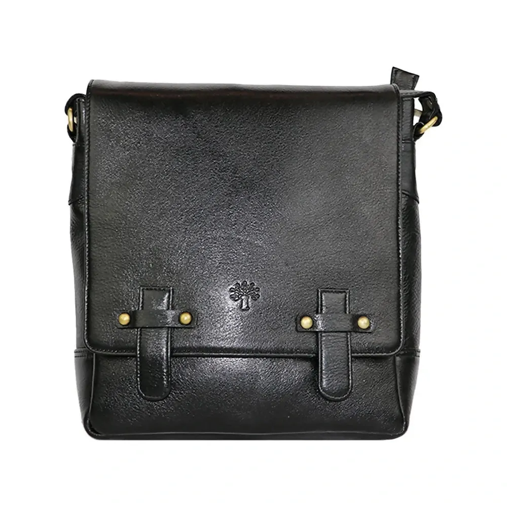 Classic PU Leather Messenger Bag – Vintage Sling Bag for Everyday Use (Midnight Black)