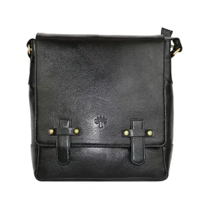Classic PU Leather Messenger Bag – Vintage Sling Bag for Everyday Use (Midnight Black)
