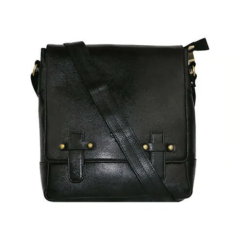 Classic PU Leather Messenger Bag – Vintage Sling Bag for Everyday Use (Midnight Black)