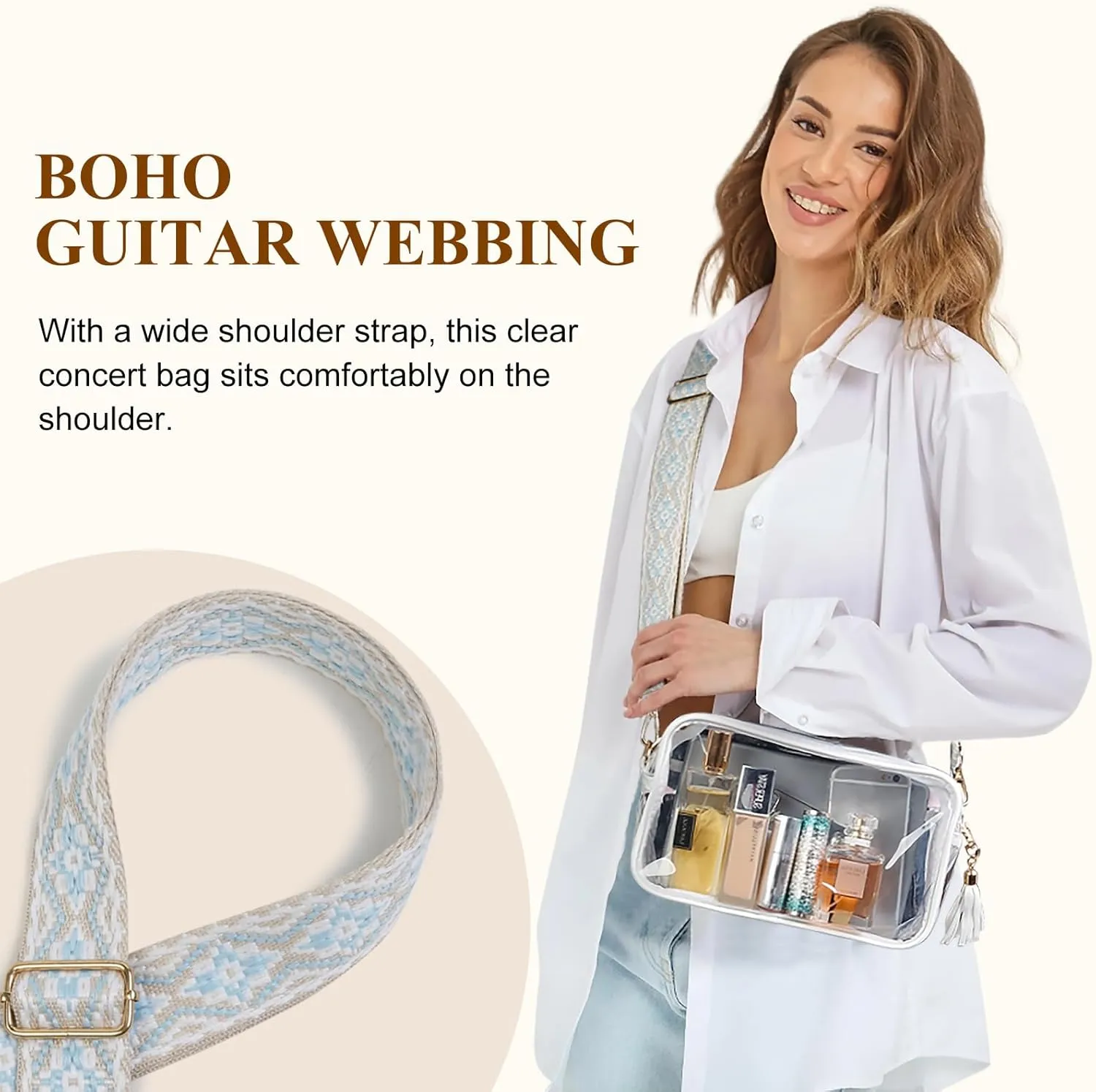 Clear Purses for Women - Crossbody Small Bag, Stadium Approved, Sport Concerts