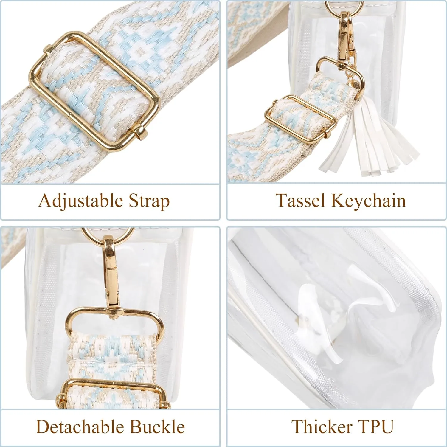 Clear Purses for Women - Crossbody Small Bag, Stadium Approved, Sport Concerts