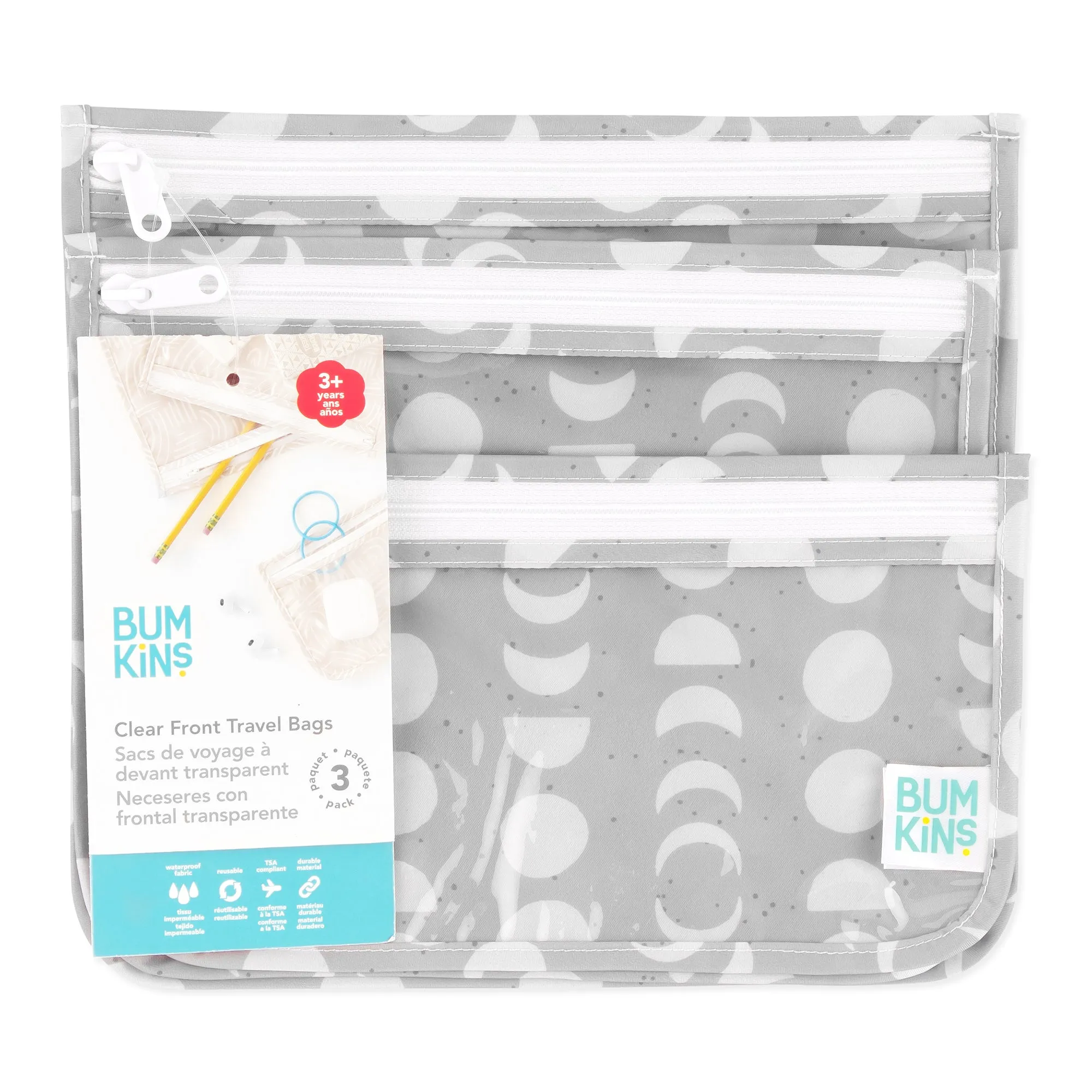Clear Travel Bag 3 Pack: Lunar Phase