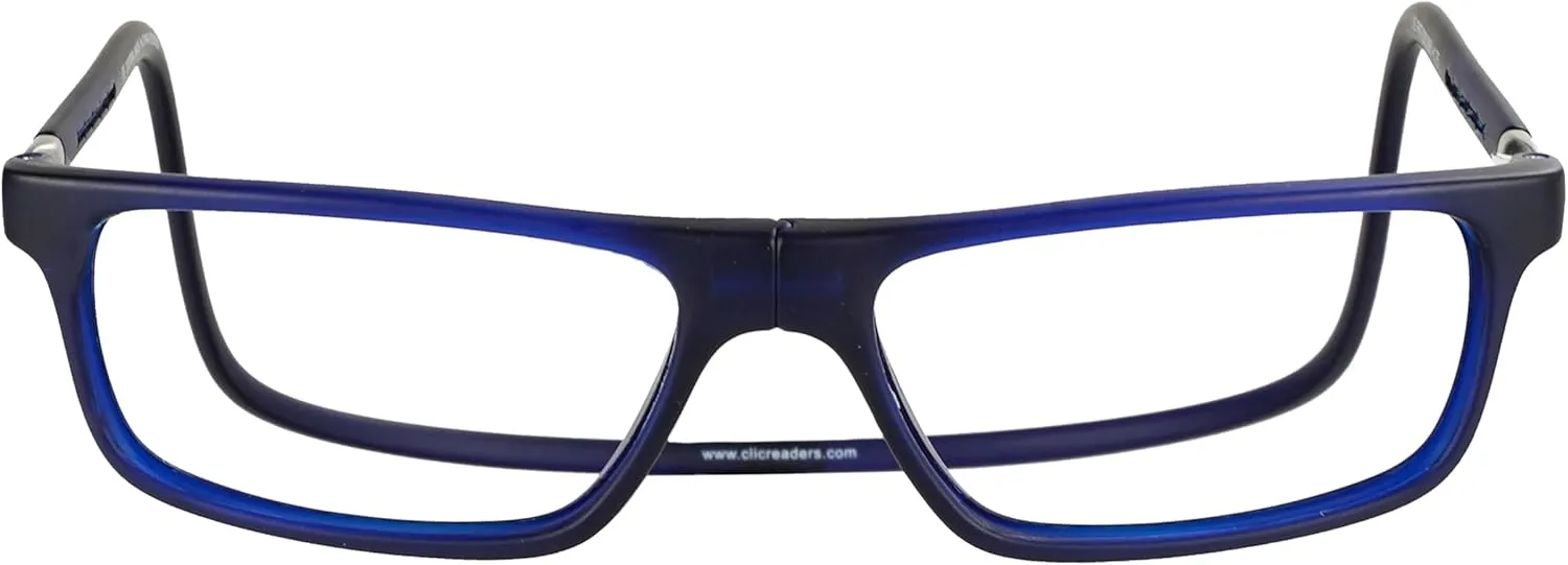 Clic Magnetic Reading Glasses for Men or Women, Computer Readers, Executive (M-XL, Dark Matte Blue, 1.50 Magnification)