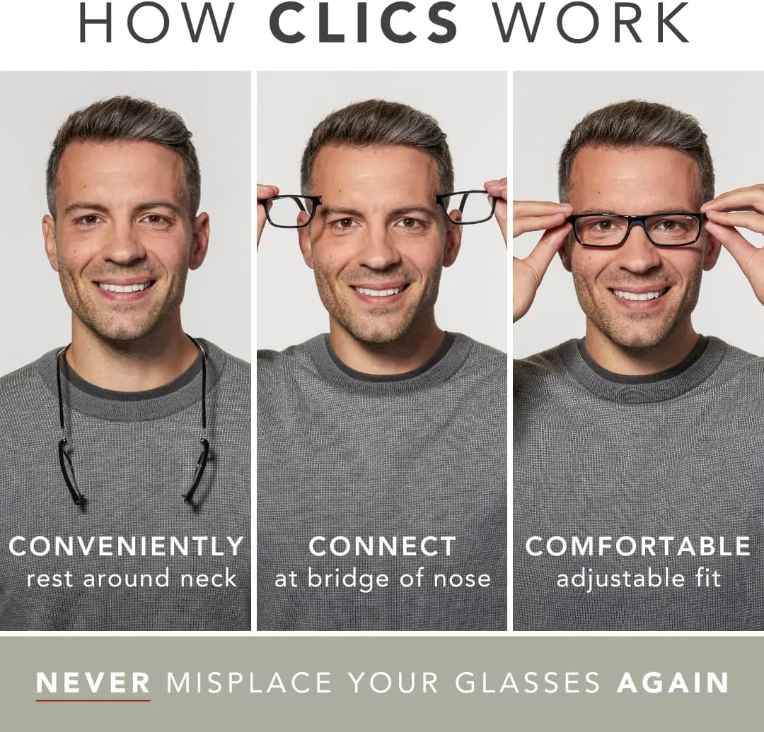 Clic Magnetic Reading Glasses for Men or Women, Computer Readers, Executive (M-XL, Dark Matte Blue, 1.50 Magnification)