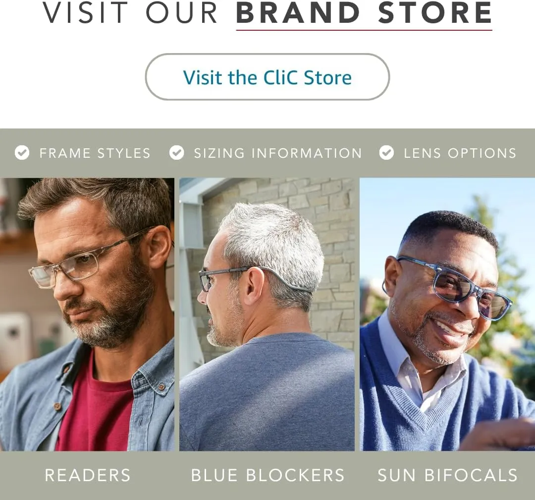 Clic Magnetic Reading Glasses for Men or Women, Computer Readers, Executive (M-XL, Tortoise, 1.25 Magnification)