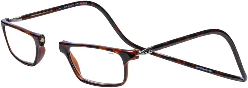 Clic Magnetic Reading Glasses for Men or Women, Computer Readers, Executive (M-XL, Tortoise, 1.25 Magnification)