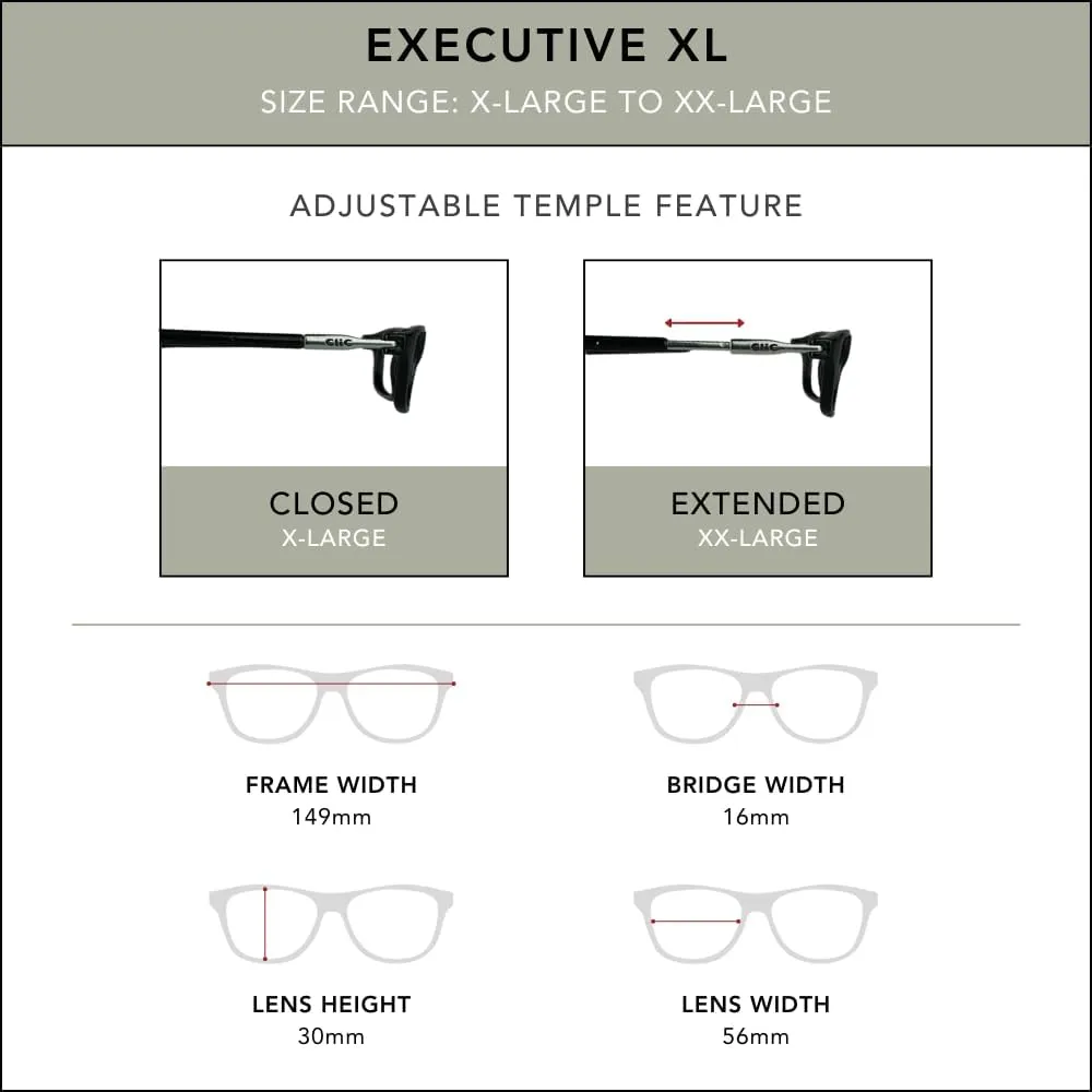 Clic Magnetic Reading Glasses for Men or Women, Computer Readers, Executive XL (XL-XXL, Dark Matte Blue, 1.25 Magnification)