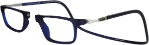 Clic Magnetic Reading Glasses for Men or Women, Computer Readers, Executive XL (XL-XXL, Dark Matte Blue, 1.25 Magnification)
