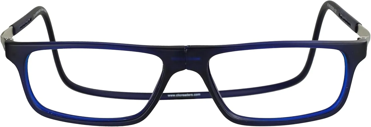 Clic Magnetic Reading Glasses for Men or Women, Computer Readers, Executive XL (XL-XXL, Dark Matte Blue, 1.25 Magnification)