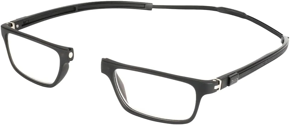 Clic Magnetic Reading Glasses for Men or Women, Computer Readers, Tube Executive (Matte Black, 1.25 Magnification)
