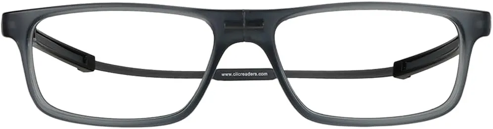 Clic Magnetic Reading Glasses for Men or Women, Computer Readers, Tube Executive (Matte Grey, 1.25 Magnification)