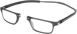 Clic Magnetic Reading Glasses for Men or Women, Computer Readers, Tube Executive (Matte Grey, 1.25 Magnification)