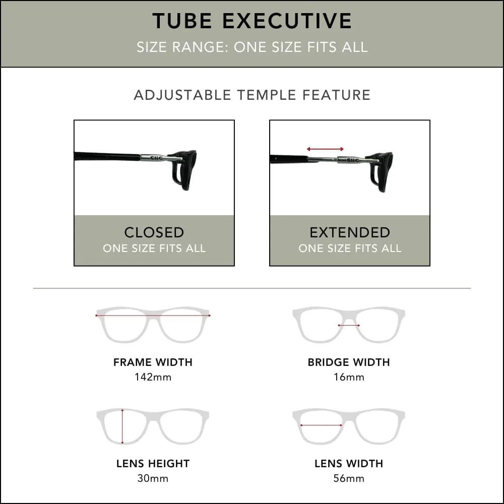 Clic Magnetic Reading Glasses for Men or Women, Computer Readers, Tube Executive (Matte Grey, 1.25 Magnification)