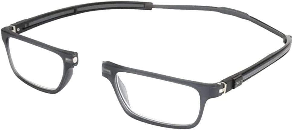 Clic Magnetic Reading Glasses for Men or Women, Computer Readers, Tube Executive (Matte Grey, 1.25 Magnification)