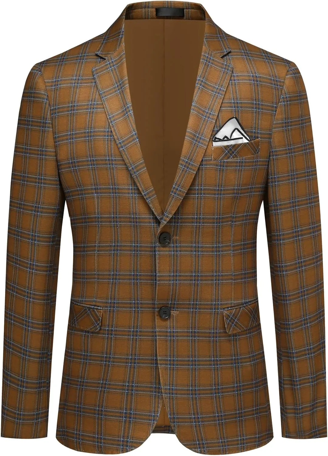 Cloudstyle Mens Formal Suit Jacket Blazer Plaid 2 Button Closure Prom Business Sport Coat