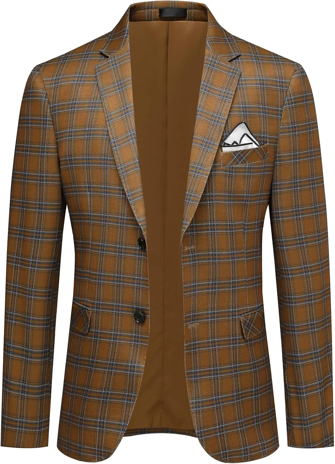 Cloudstyle Mens Formal Suit Jacket Blazer Plaid 2 Button Closure Prom Business Sport Coat