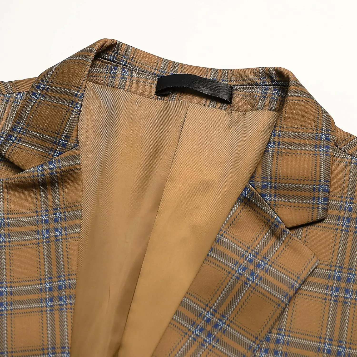 Cloudstyle Mens Formal Suit Jacket Blazer Plaid 2 Button Closure Prom Business Sport Coat