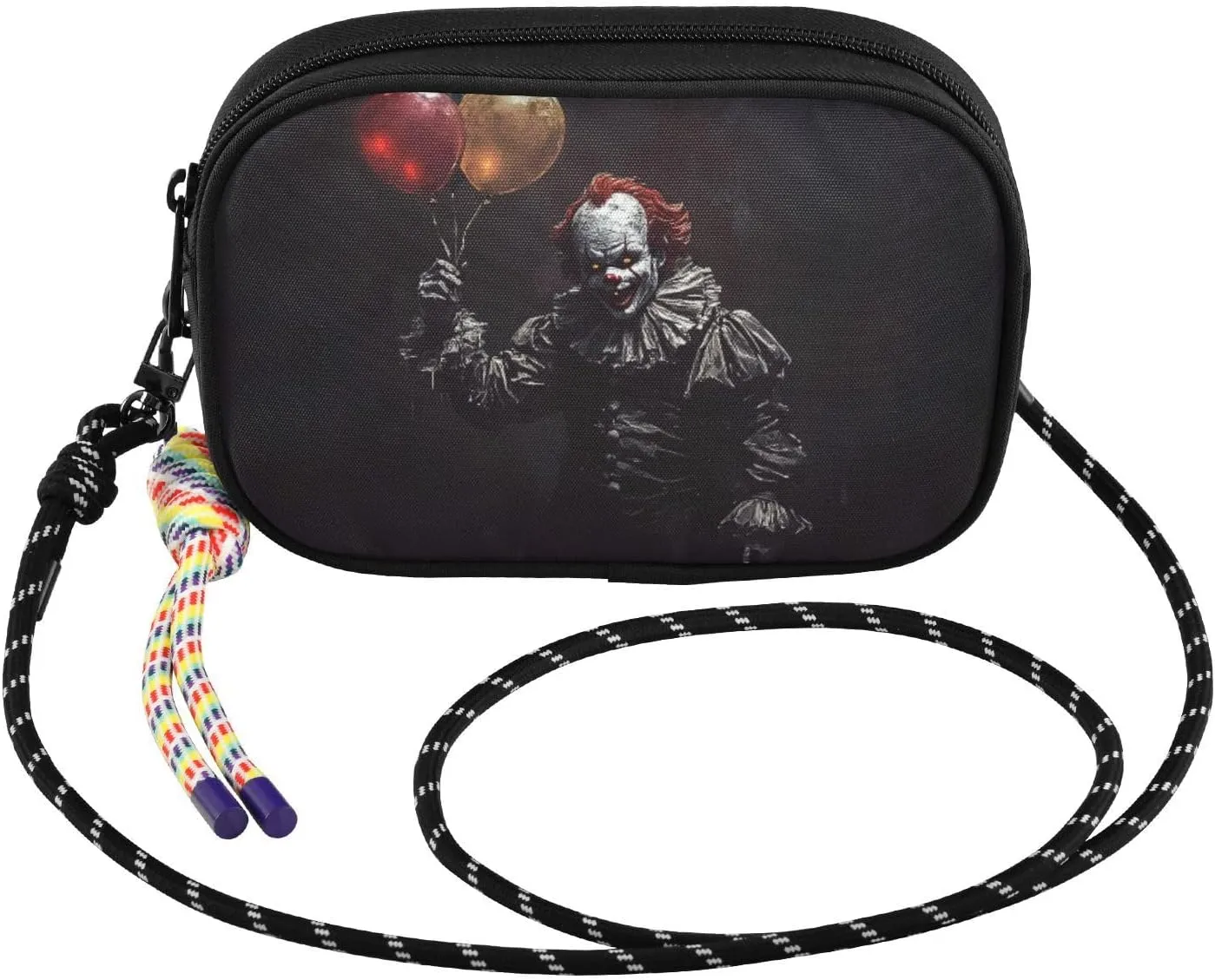 Clown Scary Balloon Crossbody Bags for Women Cell Phone Purses Women's Shoulder Handbag Wallet Purse with Rope Pendant