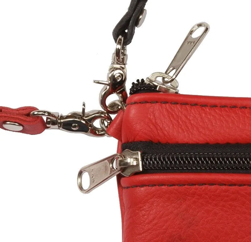 CLUTCH WRISTLET & SHOULDER BAG - Double Zipper Purse in 17 Colors