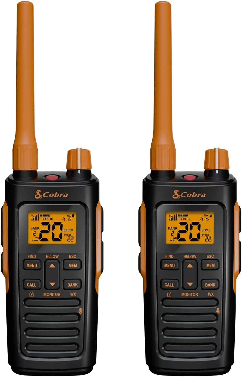 Cobra Trailblazer 450 GMRS Handheld Radios, 2-Pack – IP54 Weather Resistant Long Range Walkie Talkies, Rechargeable, 30 Channels, GMRS Repeater Compatible