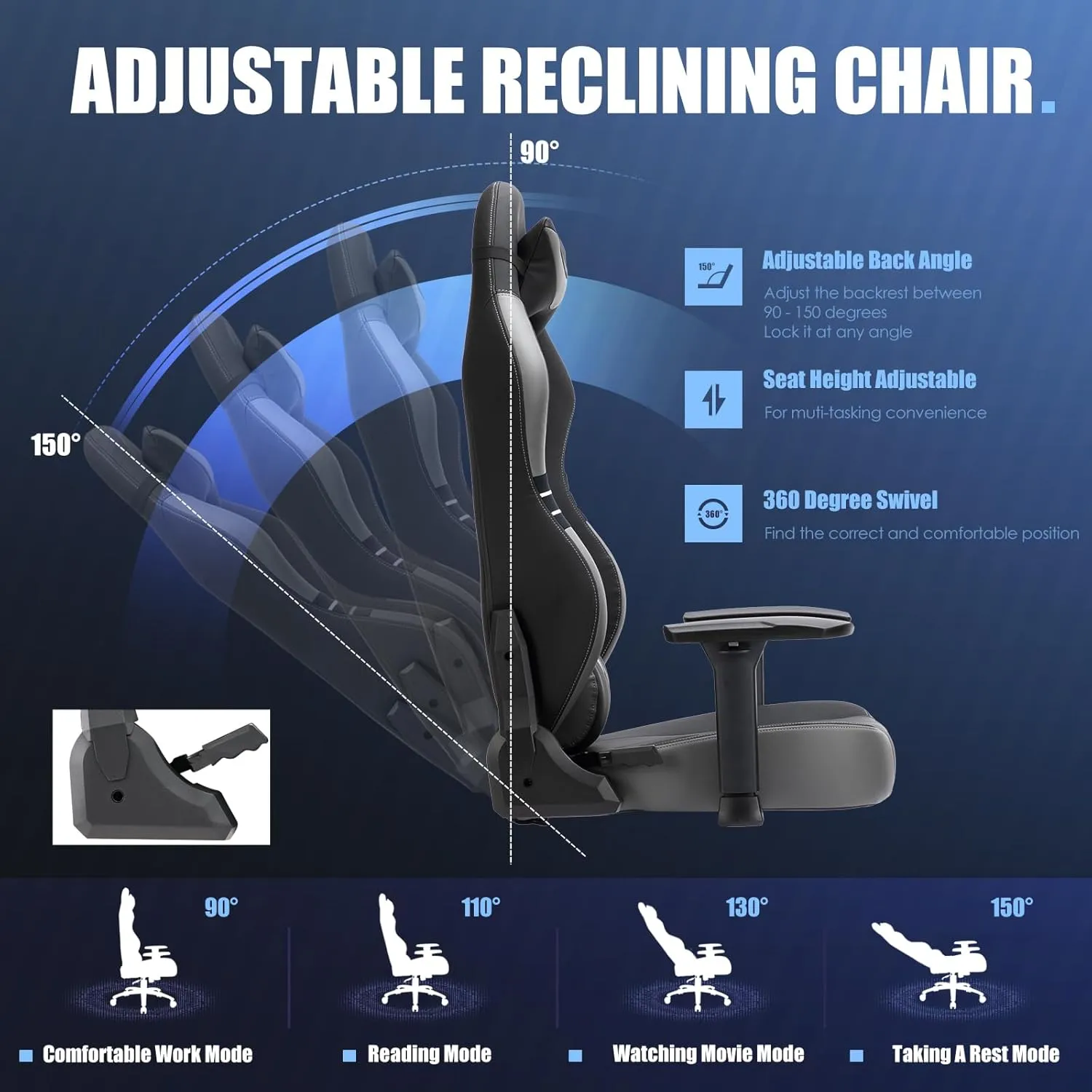 COLAMY Big and Tall Gaming Chair-Computer Gamer Chair, Ergonomic Executive Office Chair, High Back PC Chair with Wide Seat for Adult Black